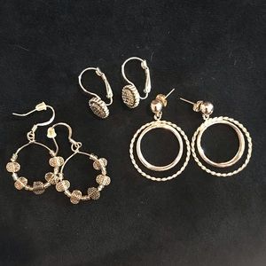 Bundle of 3 Pairs—Beautiful Silver-Tone Fashion Earrings—Staple Pieces w/ Flair